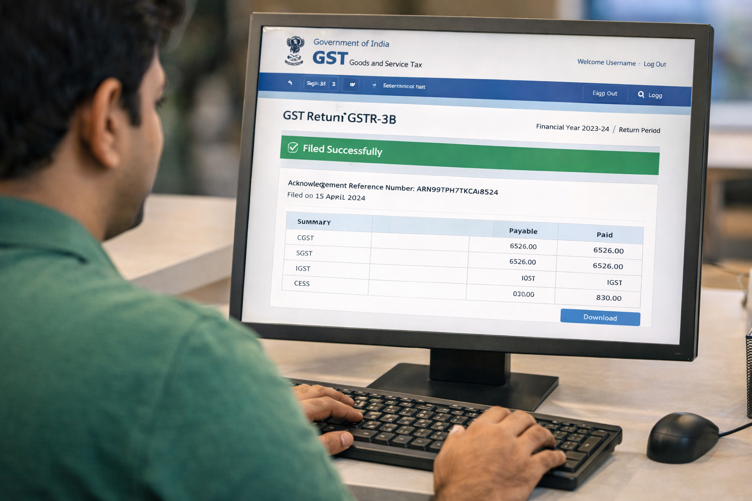 A person filing GST online